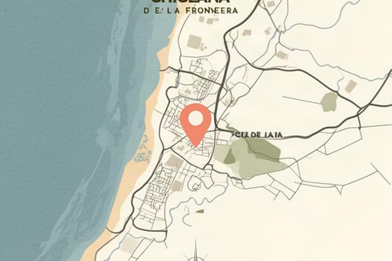 Mapa ilustrado de Chiclana de la Frontera y la Costa de la Luz con la ubicación de la productora