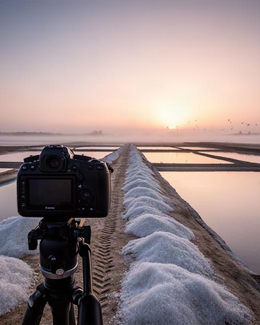 Salinas de Cádiz al amanecer con una cámara documental en primer plano
